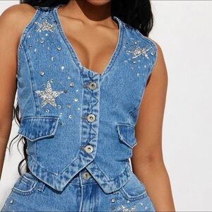 Supernova Embellished Denim vest & jeans
